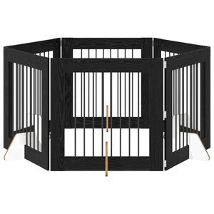 vidaXL Port&atilde;o de C&atilde;o com Suportes 6 pcs Carvalho Preto 80 x 80 cm