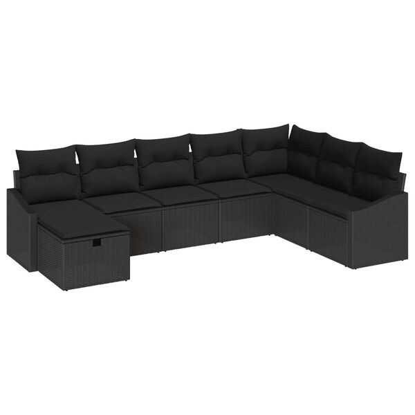 vidaXL Conjunto de Sof&aacute; de Jardim com almofada 8 pcs vime PE