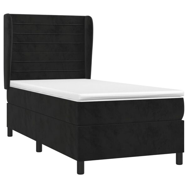 vidaXL Cama com molas/colch&atilde;o 90x200 cm veludo preto