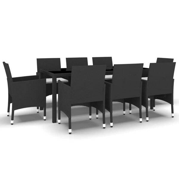 vidaXL 9 pcs conjunto de jantar para jardim vime PE preto