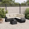 vidaXL 6 pcs conjunto sof&aacute;s de jardim c/ almofad&otilde;es vime PE preto