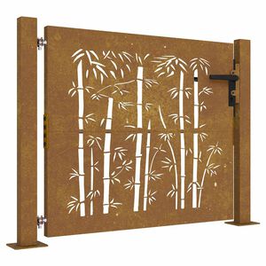 vidaXL Port&atilde;o de jardim 100x125 cm A&ccedil;o Corten Design Bambu