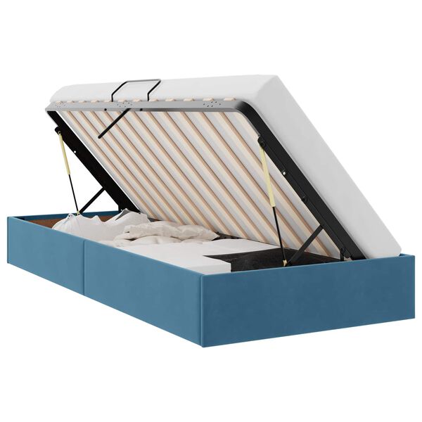 vidaXL Cama com Armazenamento Azul Escuro 90 x 190 cm Veludo