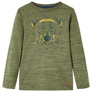 vidaXL T-shirt de manga comprida para crian&ccedil;a caqui mesclado 104