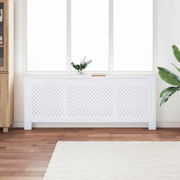 vidaXL Cobertura de radiador MDF 205 cm branco