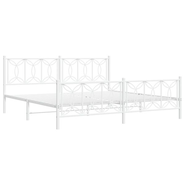 vidaXL Estrutura de cama com cabeceira e p&eacute;s 200x200 cm metal branco