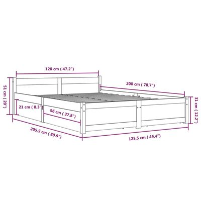 vidaXL Estrutura de cama com gavetas 120x200 cm