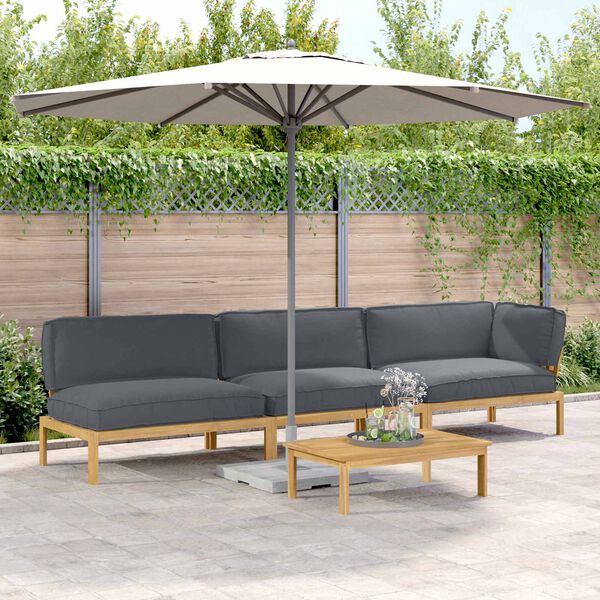 vidaXL Conjunto de Sof&aacute;s Liso 4 pcs Antracite Madeira S&oacute;lida de Ac&aacute;cia