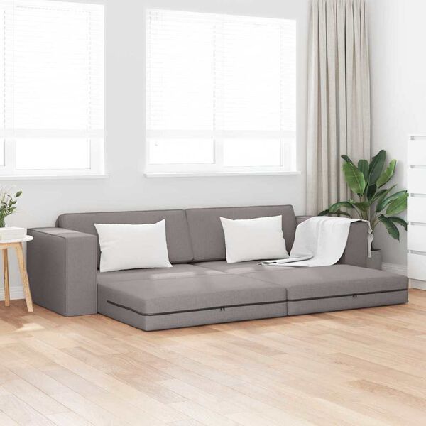 vidaXL Sof&aacute;-Cama Cinzento-acastanhado 245 x 78 x 77 cm tecido