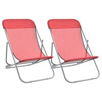 vidaXL Cadeiras praia dobráveis 2pcs textilene/aço revest. pó vermelho