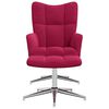vidaXL Cadeira de descanso com banco veludo vermelho tinto