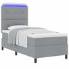 vidaXL Cama Box com colch&atilde;o com led Cinzento-claro 90 x 200 cm tecido