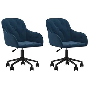 vidaXL Cadeiras de jantar girat&oacute;rias 2 pcs veludo azul