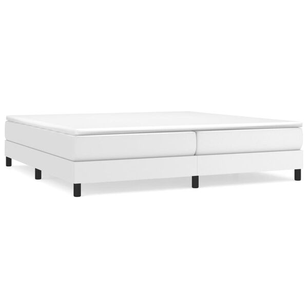 vidaXL Cama com molas/colchão 200x200 cm couro artificial branco