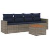 vidaXL 5 pcs conjunto sof&aacute;s p/ jardim c/ almofad&otilde;es vime PE cinzento