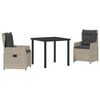 vidaXL Conjunto de Jantar para Jardim 3 unid. Cinzento-claro vime PE