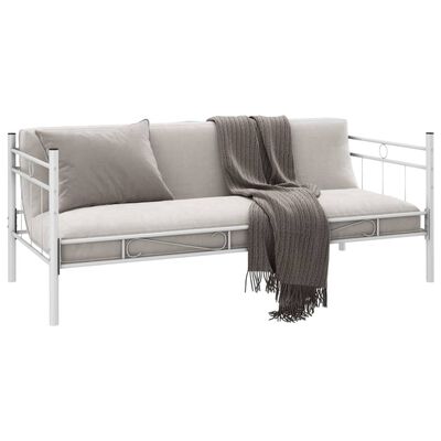vidaXL Sofá-cama com colchão 90x200 cm metal branco