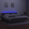 vidaXL Cama box spring c/ colch&atilde;o e LED 200x200 cm tecido cinza-escuro