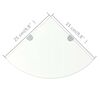 vidaXL Prateleiras canto 2 pcs suportes cromados 25x25cm vidro transp.