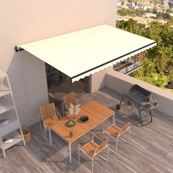 vidaXL Toldo retr&aacute;til autom&aacute;tico 500x300 cm cor creme