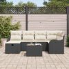 vidaXL Conjunto de Sof&aacute; de Jardim 7 pcs Preto e creme Rattan Sint&eacute;tico