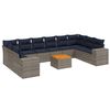 vidaXL Conjunto de sof&aacute; de jardim com 11 pe&ccedil;as e almofadas em rattan sint&eacute;tico cinza