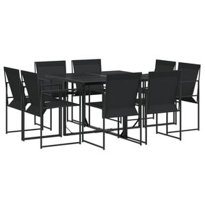 vidaXL 9 pcs conjunto de jantar para jardim textilene preto