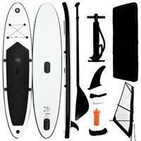 vidaXL Conjunto prancha paddle SUP insuflável c/ vela preto/branco