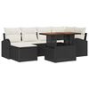 vidaXL Conjunto de Sof&aacute; de Jardim 7 unid. Preto e creme