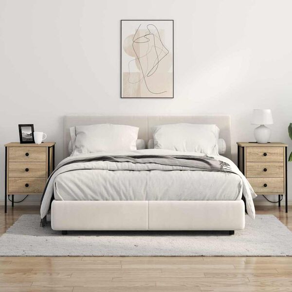 vidaXL Arm&aacute;rio de Cabeceira 2 pcs Carvalho Sonoma 42 x 41 x 61 cm