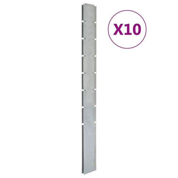 vidaXL Postes de veda&ccedil;&atilde;o jardim 10 pcs 200 cm a&ccedil;o galvanizado prateado