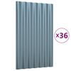 vidaXL Pain&eacute;is de telhado 36 pcs 60x36 cm a&ccedil;o galvanizado cinzento