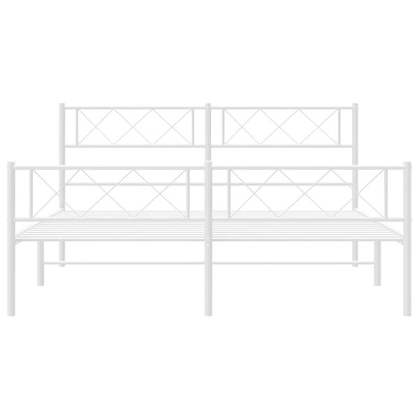 vidaXL Estrutura de cama com cabeceira e p&eacute;s 140x190 cm metal branco
