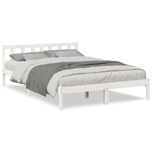 vidaXL Cama extra longa sem colch&atilde;o 160x220 cm pinho maci&ccedil;o branco