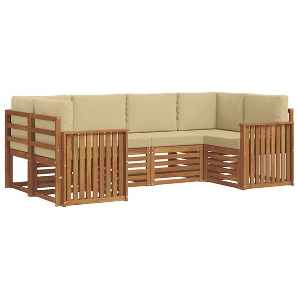 vidaXL Conjunto de Sof&aacute; Sectional com almofada 6 pcs Natural