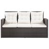 vidaXL 5 pcs conjunto lounge jardim c/ almofadões vime PE castanho