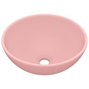 vidaXL Lavat&oacute;rio WC luxuoso redondo 32,5x14cm cer&acirc;mica rosa mate