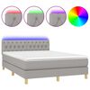vidaXL Cama box spring c/ colch&atilde;o e LED 140x200 cm tecido cinza-claro