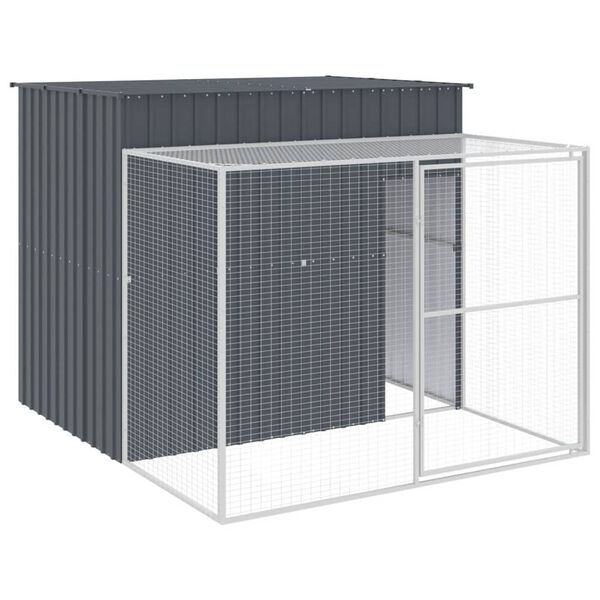 vidaXL Casota p/ c&atilde;es c/ parque 214x253x181 cm a&ccedil;o galvaniz. antracite