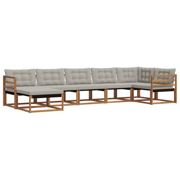 vidaXL Conjunto de Sof&aacute;s para Exterior 7 pcs Cinza Natural e Claro