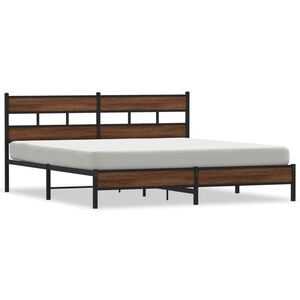 vidaXL Estrutura cama sem colch&atilde;o 183x213 cm metal carvalho castanho