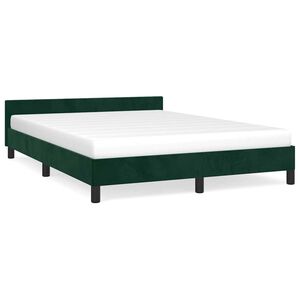 vidaXL Estrutura de cama sem colch&atilde;o 140x200 cm veludo verde-escuro