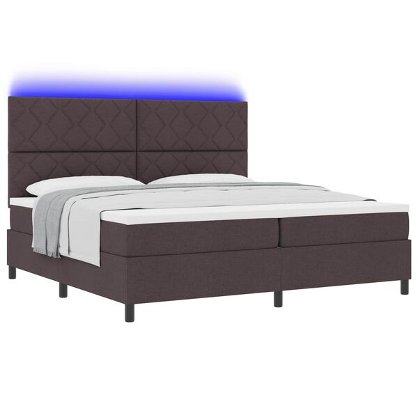 vidaXL Cama Box com colch&atilde;o Castanho escuro 200 x 200 cm tecido