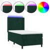vidaXL Cama box spring c/ colch&atilde;o/LED 90x190 cm veludo verde-escuro