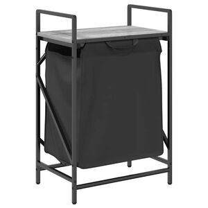 vidaXL Cesto de roupa suja com 1 compartimento e prateleira, cinza, modelo Sonoma