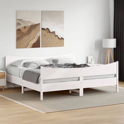 vidaXL Estrutura de cama com cabeceira 200x200 cm pinho maciço branco