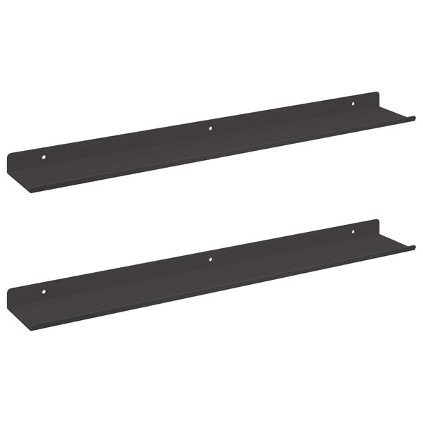 vidaXL Prateleira Flutuante 2 pcs Preto 60 x 8,5 x 2,5 cm A&ccedil;o