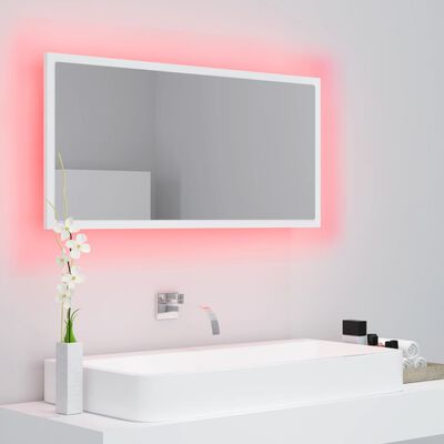 vidaXL Espelho de casa de banho com LED 90x8,5x37 cm acrílico branco