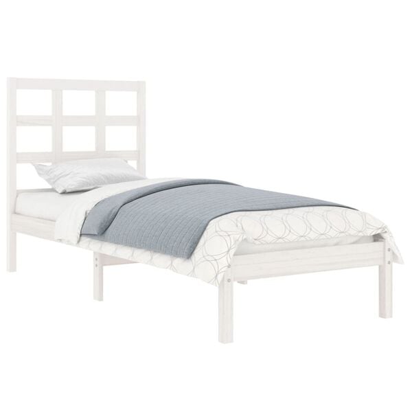vidaXL Estrutura de cama 100x200 cm madeira maci&ccedil;a branco