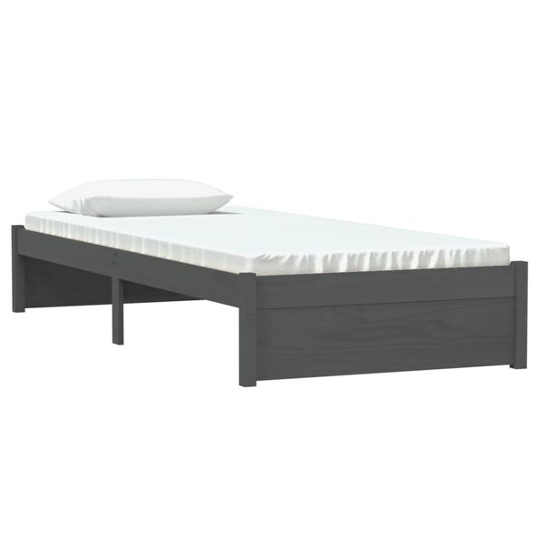 vidaXL Estrutura cama pequena solteiro 75x190 cm madeira maci&ccedil;a cinza